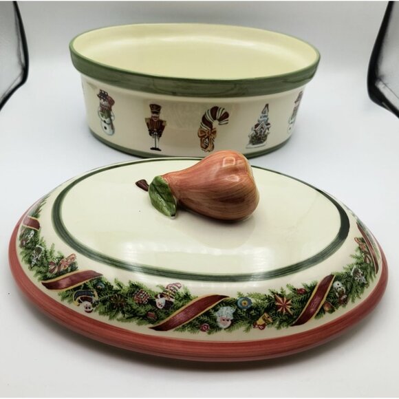 Vintage Christopher Radko Christophers Tree Nut Oval Ceramic Covered Dish - Picture 5 of 8